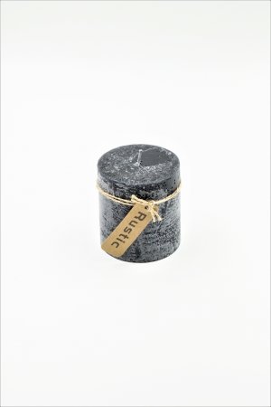 Rustik Kerze, schwarz, 75 x 70 mm, Brenndauer 25 Std., durchgefärbt, strukturierte Oberfläche